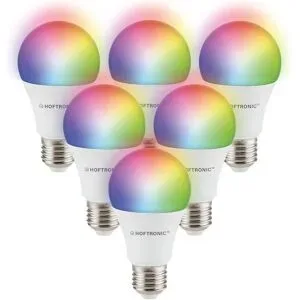 HOFTRONIC SMART 6er Set E27 Smart Home Lampe - A60 Glühbirnenform - E27 Fassung - 10W 806lm - RGBWW - Wifi & Bluetooth - App Steuerung - Google Home, Amazon Alexa und Siri - Smart Glühbirnen