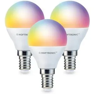 HOFTRONIC SMART 3er Set smart Lampe - P45 Tropfenlampe - 5,5W 470 Lumen - RGBWW - Wifi & Bluetooth - APP-Steuerung - Google Home, Amazon Alexa und Siri