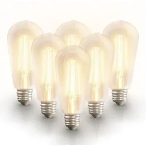 HOFTRONIC SMART 6er-set Smart Glühlampe - ST64 Edison-Glühbirne - E27 - 7W 806lm - CCT White Ambiance - Wifi & Bluetooth - Google Home, Amazon Alexa und Siri - LED-Glühbirne