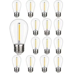 HOFTRONIC 15x E27 LED-Filament-Glühbirne - 1W - 2700K warmweiß - S14 - für 12V-Fassung - Kunststoff