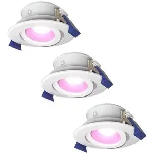 HOFTRONIC SMART 3er Set Lima Smart Einbaustrahler - Wifi + Bluetooth - RGBWW - GU10 - Schwenkbar - Google Home, Amazon Alexa und Siri - IP65 Wasserdicht - Weiß - App Steuerung und Sprache