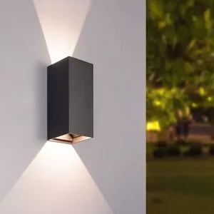 HOFTRONIC Miles S LED-Wandleuchte - Up and Down Licht - 3000K warmweiß- 10W 820 Lumen - IP65 wasserdicht - Schwarz - Außenbeleuchtung
