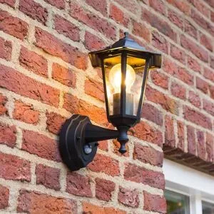 HOFTRONIC Huron classic Wandleuchte - Bewegungsmelder - IP44 wasserdicht - E27-Fassung - Schwarz - Außenleuchte - Gartenbeleuchtung