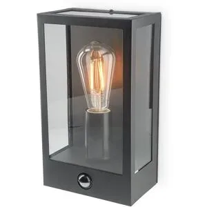 HOFTRONIC Stella PIR LED-Wandleuchte - Bewegungssensor - Dämmerungsschalter - exkl. E27 Leuchtmittel - max. 60W - IP44 Wasserdicht - Schwarz - für Außen - Gartenbeleuchtung