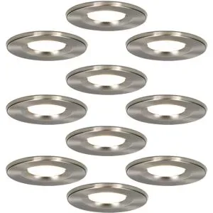 HOFTRONIC 10er Set Venezia LED Einbaustrahler - 6W 650lm - 2700K warmweiß - Dimmbar - Rund - IP65 wasserdicht - Edelstahl - Für den Innen, Außen und Badezimmer