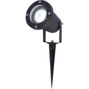 HOFTRONIC LED Gartenstrahler mit Erdspieß - 4 Watt 345 Lumen - Dimmbar - Schwenkbar - 6500K tageslichtweiß - GU10 Fassung - IP64 Wasserdicht - Schwarz - Erdspießstrahler