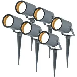 HOFTRONIC 6x Spikey LED Gartenstrahler mit Erdspieß - Dimmbar - exkl. GU10 - Wandstrahler - IP65 für innen und außen - Erdspieß - Anthrazit