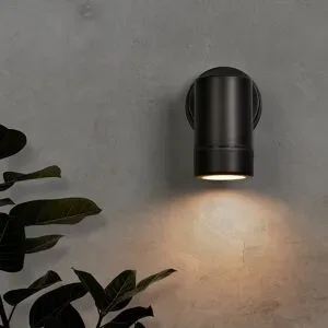HOFTRONIC Otey - LED Wandlampe Schwarz - GU10 2700K warmweiß - 4 Watt 345 lumen - IP44 wasserdicht für innen und außen - Downlight - 3 Jahre Garantie - Polycarbonat