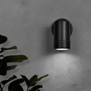 HOFTRONIC Otey - LED Wandlampe Schwarz - GU10 6500K tageslichtweiß - 4 Watt 345 Lumen - IP44 wasserdicht für innen und außen - Downlight - 3 Jahre Garantie - Polycarbonat