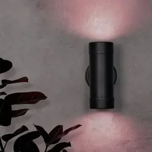 HOFTRONIC Otey - Smart LED Wandlampe Schwarz - Up & Down Light - GU10 11 Watt 690 Lumen - RGB WW - Wifi/Bluetooth - IP44 wasserdicht - Für innen & außen - Polycarbonat