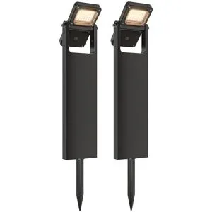 HOFTRONIC 2x Alton - Solar-Gartenlaterne - Schwenkbar - 3000K Warmweißes Licht - Schwarz - Wegbeleuchtung