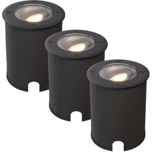 HOFTRONIC 3er Set Lilly LED Bodeneinbaustrahler Dimmbar - Schwenkbar - Befahrbar - Rund - 2700K warmweiß - IP67 wasserdicht - 3 Jahre Garantie - Schwarz