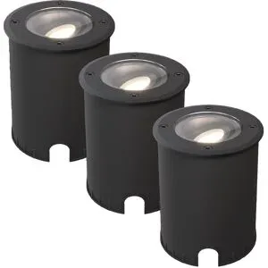 HOFTRONIC 3er Set Lilly LED Bodenstrahler Dimmbar - Schwenkbar - Befahrbar - Rund - 4000K neutralweiß - IP67 wasserdicht - 3 Jahre Garantie - Schwarz