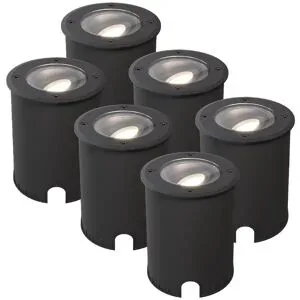 HOFTRONIC 6er Set Lilly LED Bodenstrahler Dimmbar - Schwenkbar - Befahrbar - Rund - 4000K neutralweiß - IP67 wasserdicht - 3 Jahre Garantie - Schwarz