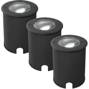 HOFTRONIC 3er Set Lilly dimmbarer LED Bodeneinbaustrahler - Schwenkbar - Befahrbar - Rund - 6500K tageslichtweiß - IP67 wasserdicht - 3 Jahre Garantie - Schwarz