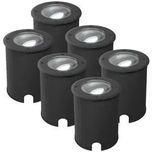 HOFTRONIC 6er Set Lilly dimmbarer LED Bodeneinbaustrahler - Schwenkbar - Befahrbar - Rund - 6500K tageslichtweiß - IP67 wasserdicht - 3 Jahre Garantie - Schwarz