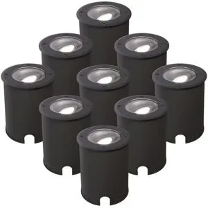 HOFTRONIC 9er Set Lilly dimmbarer LED Bodeneinbaustrahler - Schwenkbar - Befahrbar - Rund - 6500K tageslichtweiß - IP67 wasserdicht - 3 Jahre Garantie - Schwarz