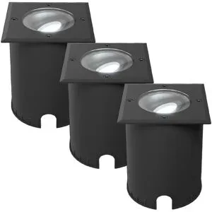 HOFTRONIC 3er Set Cody LED Bodeneinbaustrahler Schwarz - GU10 4,5 Watt 345 Lumen dimmbar - 6500K tageslichtweiß - Schwenkbar - Befahrbar - quadratisch - IP67 wasserdicht