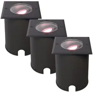 HOFTRONIC SMART 3er Set Cody - Smart LED Bodeneinbaustrahler - IP67 wasserdicht - 5,5 Watt 345 Lumen - Schwenkbar - Befahrbar - Quadratisch - Wifi + Bluetooth - RGBWW - GU10 - Kompatibel mit Google Home, Amazon Alexa und Siri - Schwarz