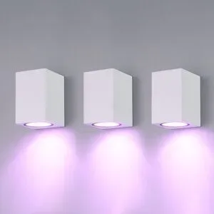 HOFTRONIC SMART 3er-Set Marion - Smart WiFi+Bluetooth LED-Wandleuchten - Würfel - Inkl. 5,5 Watt RGBWW GU10 Spot - IP65 - Weiß - Innen und Außen - 3 Jahre Garantie