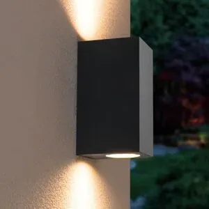 HOFTRONIC Selma dimmbare LED-Wandleuchte - Up & Down Licht - IP44 - exkl. GU10 Leuchtmittel - Schwarz - Innen- und Außenbereich - 3 Jahre Garantie - Polycarbonat