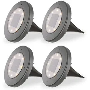 HOFTRONIC Ellis 4er Solar Bodeneinbaustrahler - 8 LEDs - 3000K warmweiß - IP65 Wasserdicht - Schwarz