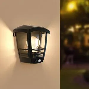 HOFTRONIC Clark - Solar Wandleuchte Laterne - 3000K warmweiß - IP44 Wasserdicht- Schwarz - klassisch