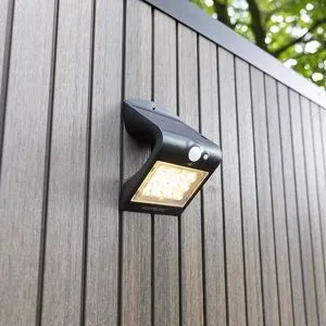 HOFTRONIC Rhodes LED Solar Wandleuchte mit Bewegungsmelder 2 Leuchtmodi 14 LEDS 3000K Warmweiß