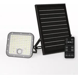 HOFTRONIC Vega LED Solar Wandleuchte Außen mit Bewegungsmelder - Inkl. Dämmerungssensor - Separates Solarpanel - Flutlicht, Breitstrahl - IP65 Wasserdicht - 180 LEDs - 30 Watt - 2800-6500K - Warmweißes Licht - Tageslichtweißes Licht - 4800 Lumen 