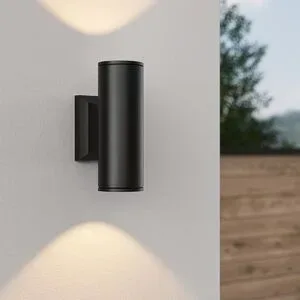 HOFTRONIC Hulda LED-Wandleuchte - IP65 - Dimmbar - Exkl. GU10 - Up & Downlight - Zylinderförmig - Schwarz - Innen und Außen - Aluminium