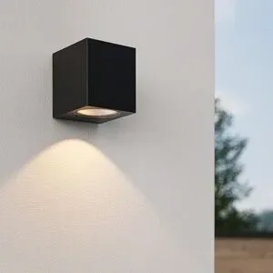 HOFTRONIC Marion - Dimmbare LED-Wandleuchte - ohne GU10-Leuchtmittel - IP65 wasserdicht - schwarz - für den Innen- und Außenbereich - würfelförmig - Polycarbonat