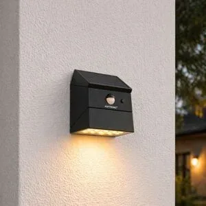 HOFTRONIC Cubos Solar-LED-Wandleuchte - 2,5 W, 300 lm - 2700 K/4000 K/6000 K - IP65 - Schwarz - Downlight
