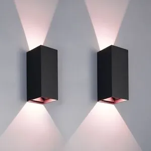HOFTRONIC Set mit 2 Smart WiFi+ Bluetooth LED Wandleuchten Miles S ? dimmbar ? 10 Watt ? RGBWW ? Up & Down Light ? IP65 ? Schwarz ? Innen und außen