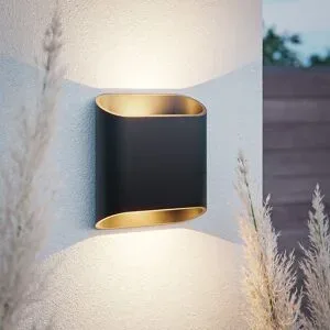 HOFTRONIC Ponta LED-Wandleuchte - 3000K warmweiß - 11 Watt - 1100 Lumen - Up & Down-Licht - IP65 für drinnen und draußen - Doppelseitige Wandleuchte - Schwarz