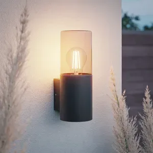 HOFTRONIC Blaze - LED Wandleuchte - Up light - E27 Fassung - IP44 Wasserdicht - Rauchglas