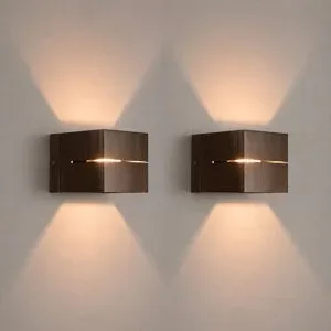 LUSENZ 2x Gemini bronzo - Würfelförmige Up-and-Down-Wandleuchte mit gebürsteter Bronzebeschichtung