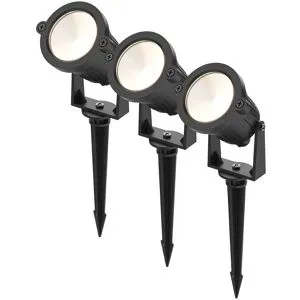 HOFTRONIC Set mit 3 Piton LED-Strahler - 4,9 W, 425 lm - schwenkbar - 20.000 Betriebsstunden - 3000 K warmweiß - IP65 wasserdicht - schwarz