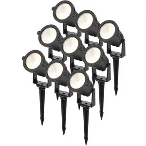 HOFTRONIC Set mit 9 Piton LED-Strahler - 4,9 W, 425 lm - schwenkbar - 20.000 Betriebsstunden - 3000 K warmweiß - IP65 wasserdicht - schwarz