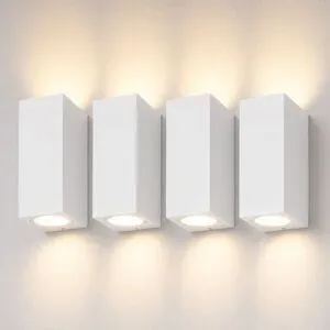 HOFTRONIC 4er Set Selma - LED Wandleuchten - Exkl. GU10-Lichtquelle - Up & Down Light - IP65 wasserdicht - Für drinnen und draußen - Weiß