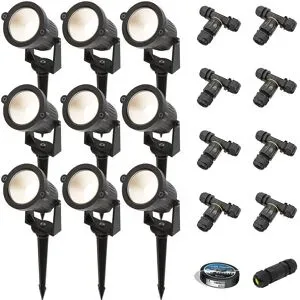HOFTRONIC Set mit 9 Piton LED-Strahler - 4,9 W, 425 lm - schwenkbar - 20.000 Betriebsstunden - 3000 K warmweiß - IP65 wasserdicht - schwarz - Inklusive Installationsmaterial (Kabel & Verbinder)