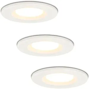 HOFTRONIC 3er Set Venezia LED Einbaustrahler - 6W 650lm - 2700K warmweiß - Dimmbar - Rund - IP65 wasserdicht - Weiß - Für den Innen, Außen und Badezimmer