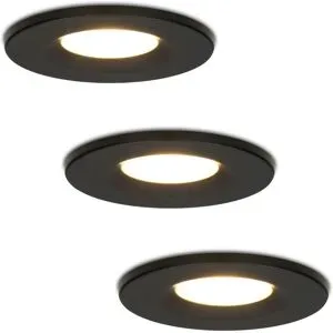 HOFTRONIC 3er Set Venezia LED Einbaustrahler - 6W 650lm - 2700K warmweiß - Dimmbar - Rund - IP65 wasserdicht - Schwarz - Für den Innen, Außen und Badezimmer