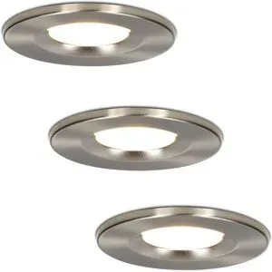 HOFTRONIC 3er Set Venezia LED Einbaustrahler - 6W 650lm - 2700K warmweiß - Dimmbar - Rund - IP65 wasserdicht - Edelstahl - Für den Innen, Außen und Badezimmer