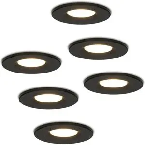 HOFTRONIC 6er Set Venezia LED Einbaustrahler - 6W 650lm - 2700K warmweiß - Dimmbar - Rund - IP65 wasserdicht - Schwarz - Für den Innen, Außen und Badezimmer