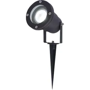 HOFTRONIC Sydney LED Gartenstrahler mit Erdspieß - Dimmbar - Schwenkbar - GU10 4 Watt 345 Lumen - 6500K tageslichtweiß - IP64 Wasserdicht - Schwarz- Erdspießstrahler