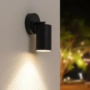 HOFTRONIC Lago LED Wandleuchte Schwarz - 4W 345lm - IP44 Wasserdicht - GU10 - 4000K neutralweiß - Dimmbar - Schwenkbar - Innen und Außen