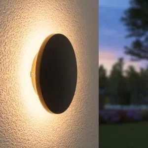 HOFTRONIC Casper S LED Wandleuchte rund - 6W 660lm - 3000K warmweiß - Diffus - 360 Grad Abstrahlwinkel - IP54 Wasserdicht - Für Innen und Außen - Schwarz