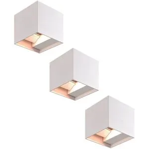 HOFTRONIC 3er-Set Kansas LED-Wandleuchten - 7 Watt 540 Lumen - 3000K warmweiß - IP65 Wasserdicht - Up & Down Light - Grau - Für den Innen- und Außenbereich