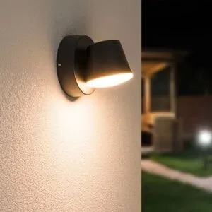 HOFTRONIC Memphis - LED Wandleuchte - 6W 300 Lumen - IP54 Wasserdicht - 3000K warmweiß - Dimmbar - Schwenkbar - Schwarz - Für Innen- und Außenbereich