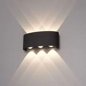 HOFTRONIC Tulsa LED Wandleuchte Schwarz - 6 Watt 630 lumen - IP54 Wasserdicht - 3000K warmweiß - Dimmbar - Innen- und Außenbereich - Up & Down Licht - Modern